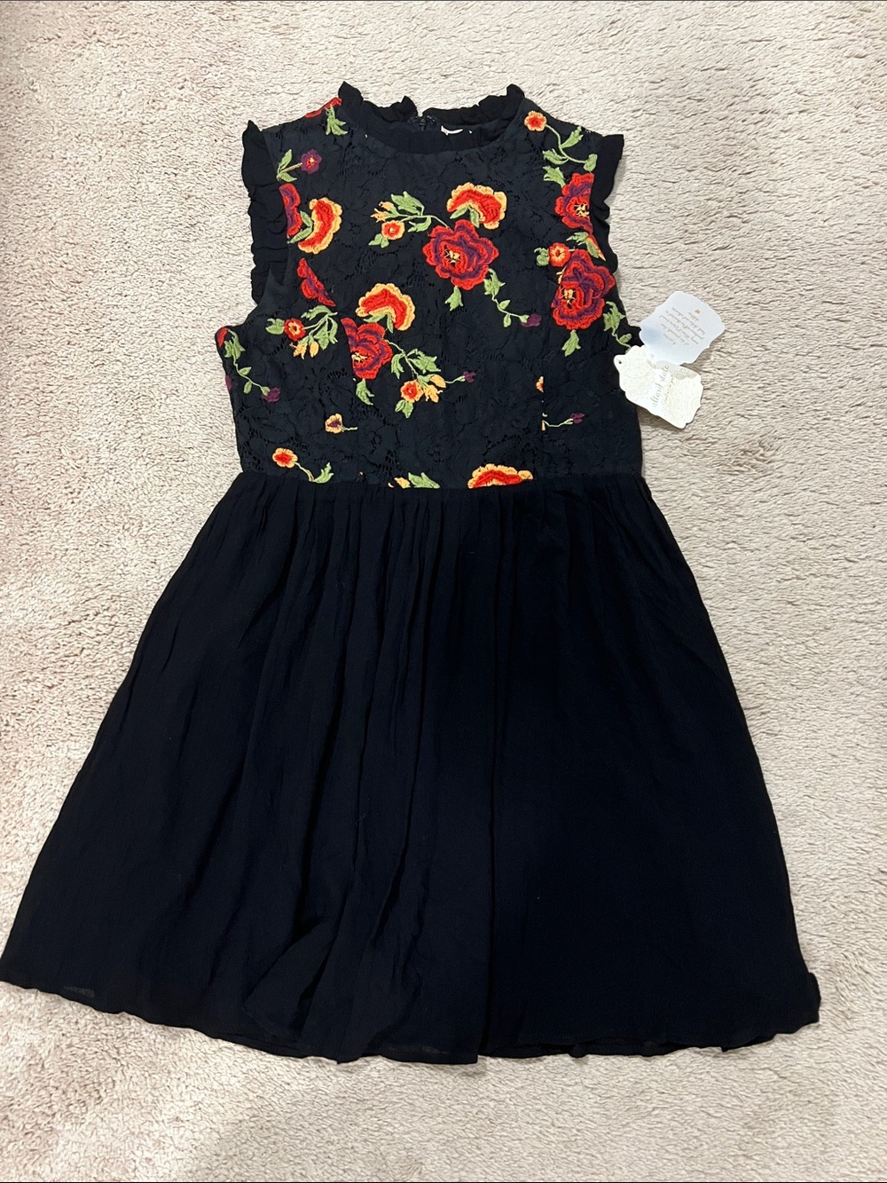 Altar’d State Black Dress with Red & Yellow Floral Embroidery